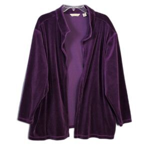 Bechamel Purple Velour Open Front Jacket Women's 3X